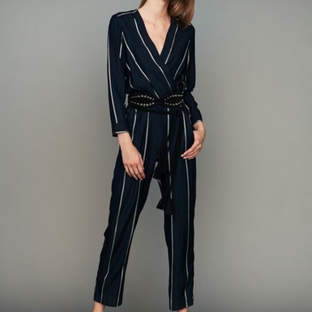 NWT Maje Panti Striped Jacquard Jumpsuit